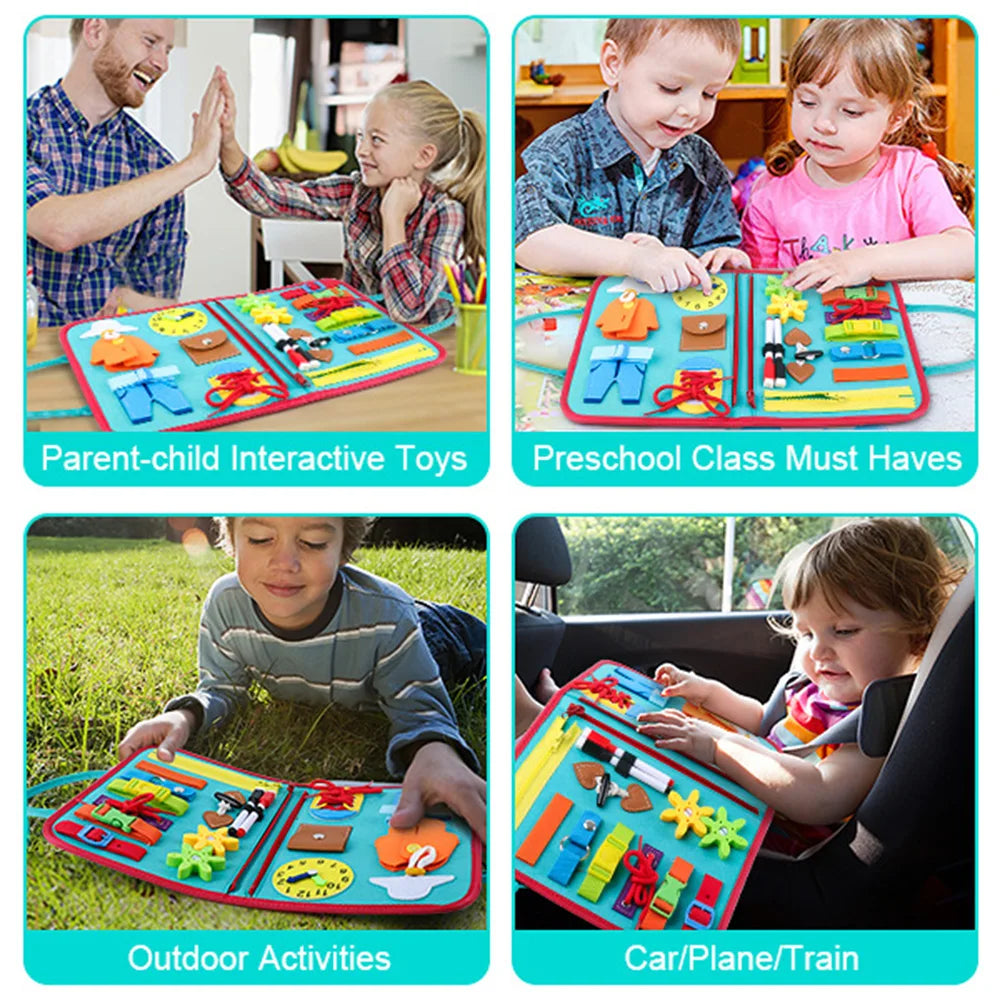 Toddler Busy Board Montessori Toy for Boys & Preschoolers, Enhances Fine Motor Skills and Sensory Learning