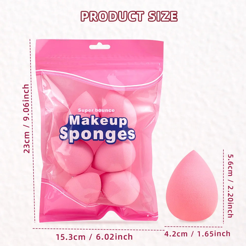 Set of 6PCS water drop beauty sponges, ideal for applying concealer, powder, and foundation for a flawless makeup finish