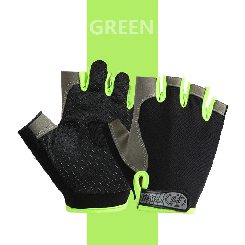 Breathable anti-slip half finger cycling and gym gloves for men and women, ideal for fitness and sports training