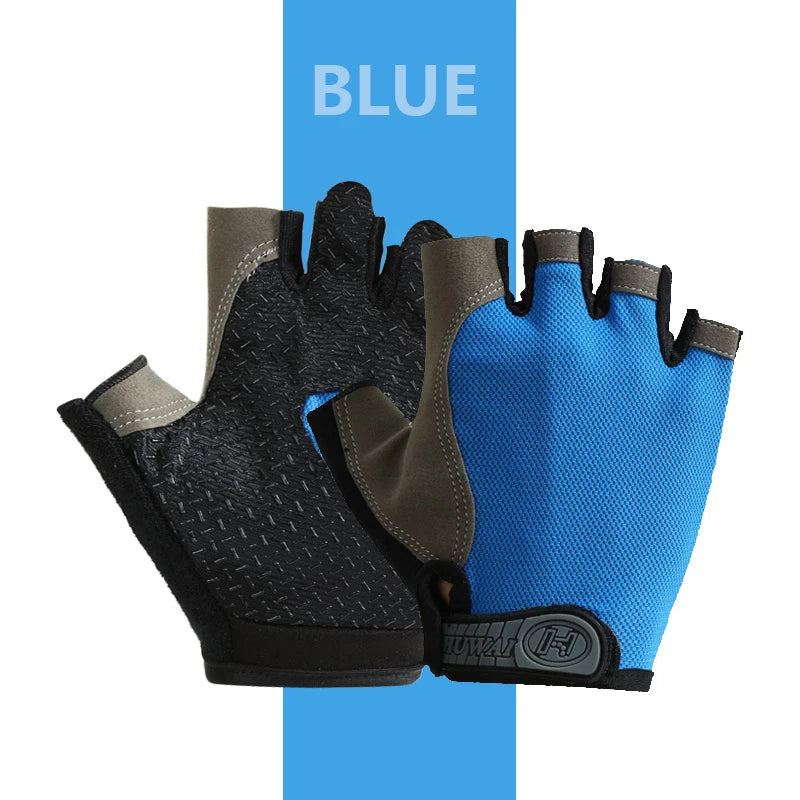 Breathable anti-slip half finger cycling and gym gloves for men and women, ideal for fitness and sports training