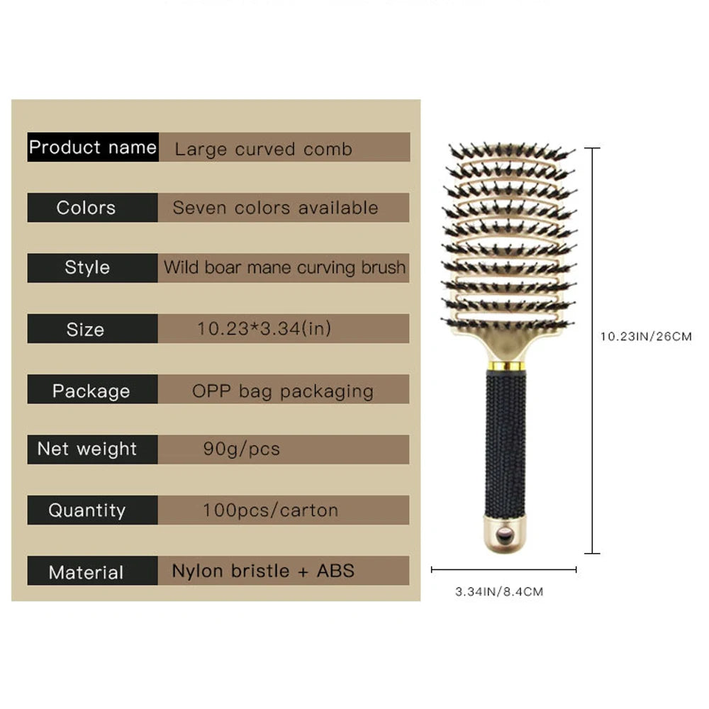 Detangling hair brush and comb set for curly hair, wet & dry massage comb with bristle & nylon for women, salon styling tool