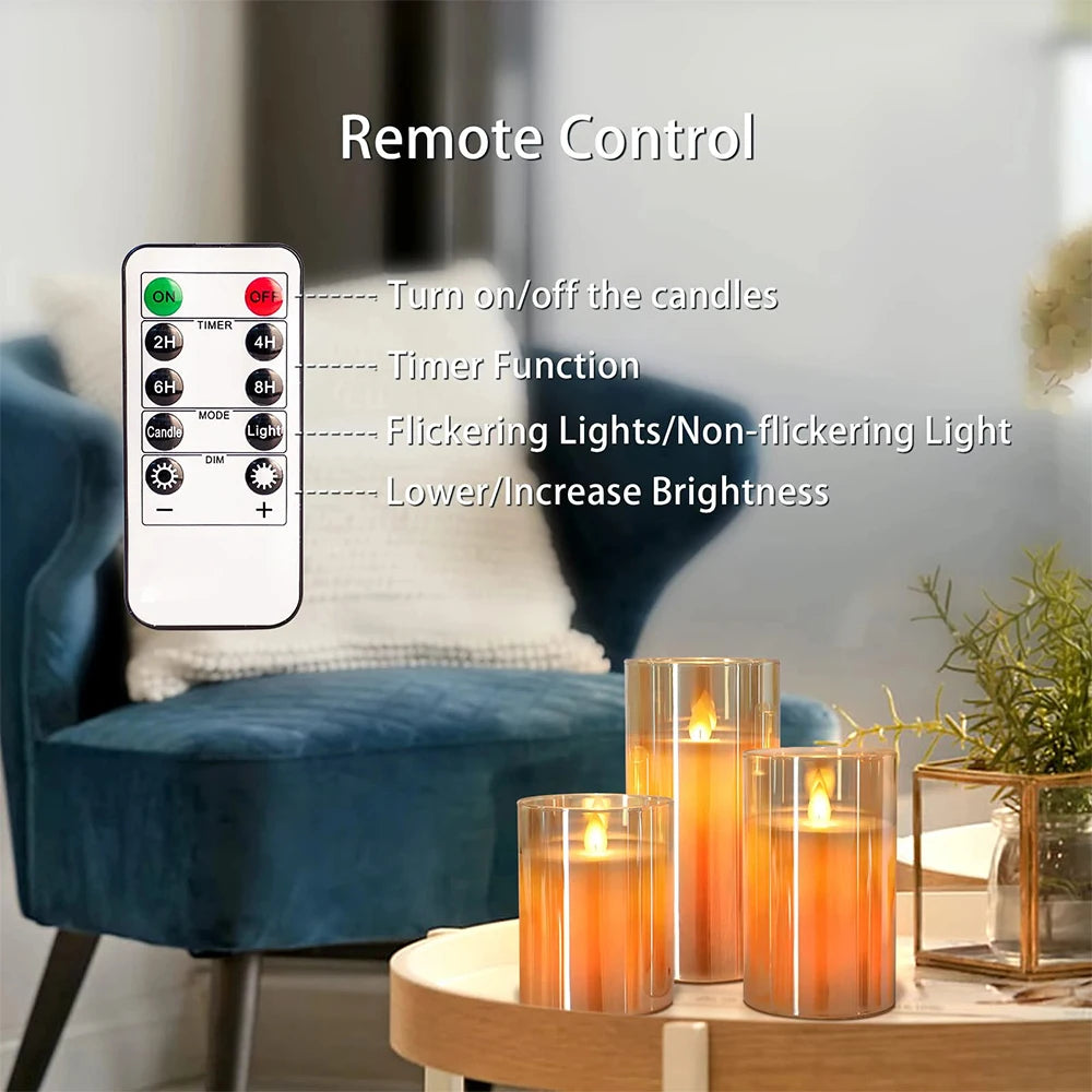 3pcs LED Flameless Candles with Remote for Home & Party Decor