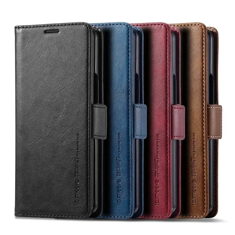 Luxury magnetic leather wallet case with card holder for Samsung Galaxy Z Fold 3, 4, 5, 6