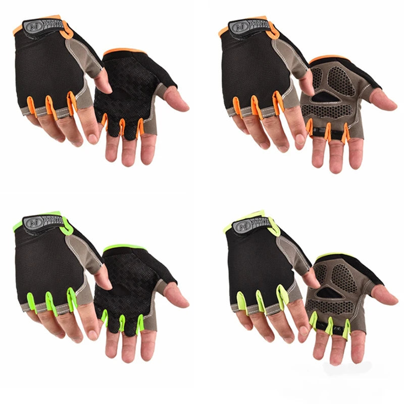 Breathable anti-slip half finger cycling and gym gloves for men and women, ideal for fitness and sports training