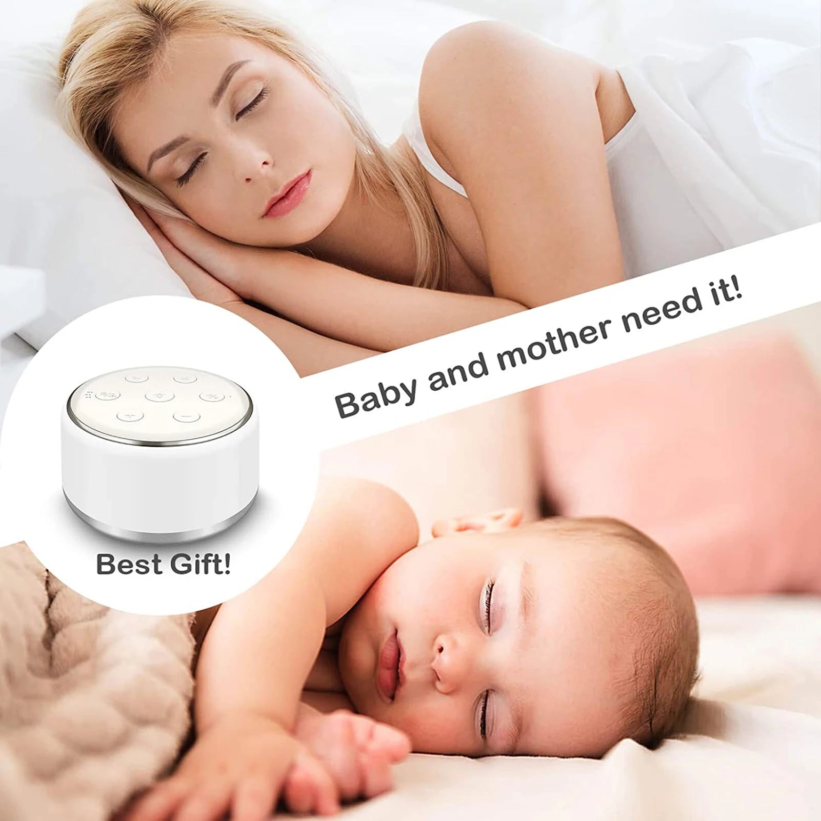 White noise machine with 7-color night light and 34 soothing sounds for baby sleep and relaxation