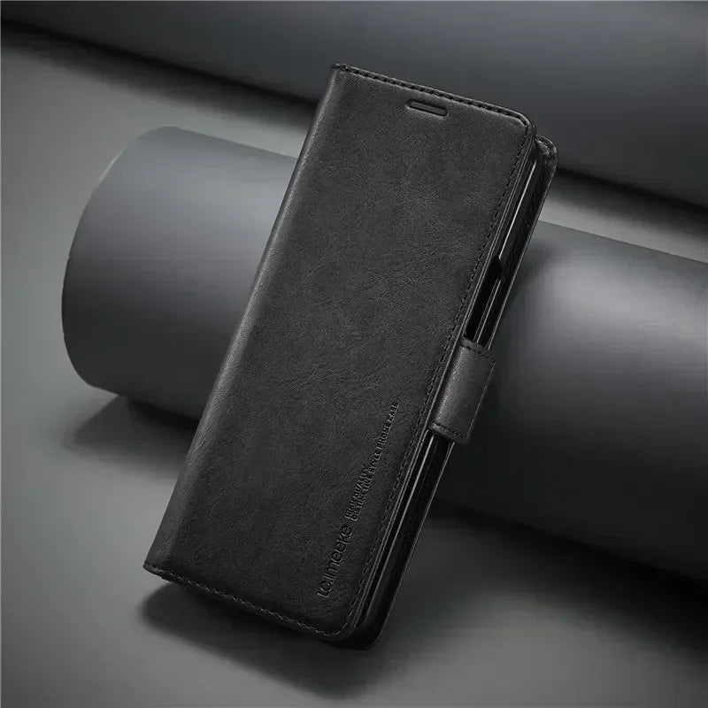 Luxury magnetic leather wallet case with card holder for Samsung Galaxy Z Fold 3, 4, 5, 6