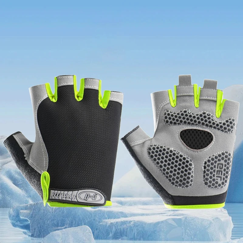 Breathable anti-slip half finger cycling and gym gloves for men and women, ideal for fitness and sports training