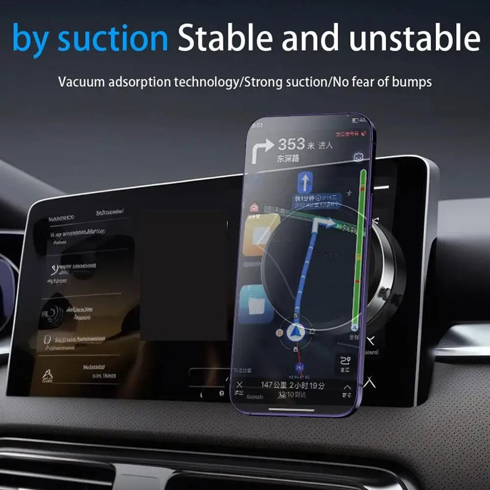 Intelligent Magnetic Car Mount Phone Holder - Universal Vacuum Adsorption, Stable Black Bracket