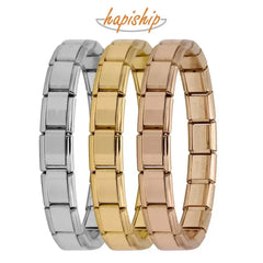 Hapiship 9mm Italian elastic charm bracelet, stainless steel fashion bangle for women