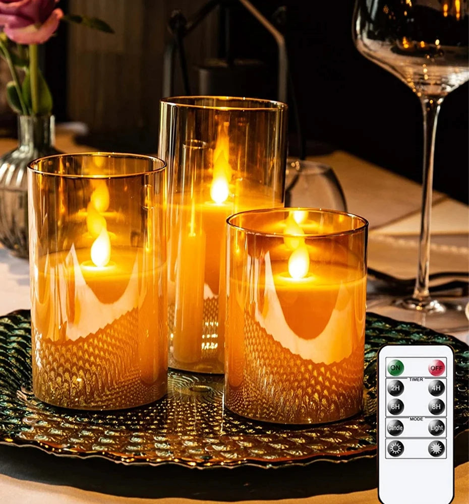 3pcs LED Flameless Candles with Remote for Home & Party Decor