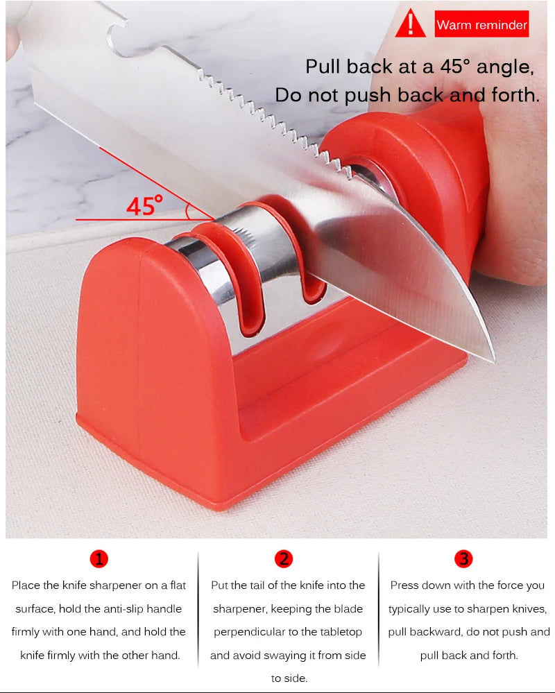 3-Segment Multi-Functional Hand-Held Knife Sharpener