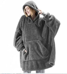 Hoodies Winter Warm Comfort Flannel Blanket with Sleeves – Oversized Fleece Pullovers for Women & Men, Giant TV Blanket for Home Wear