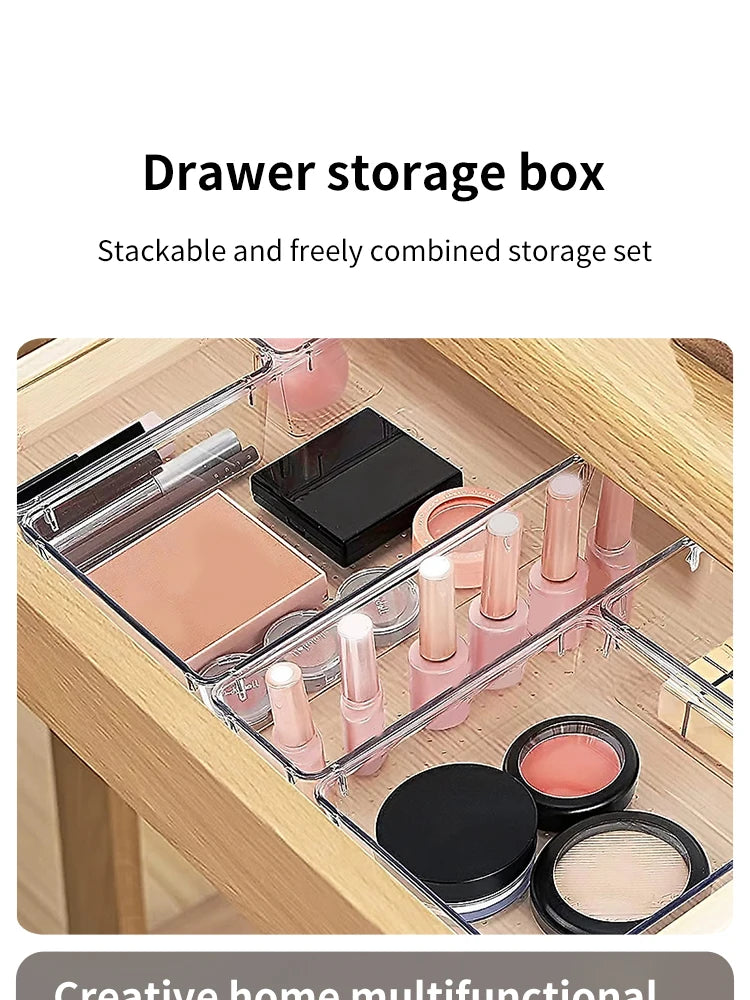 7/14 Pcs Clear Plastic Drawer Organizer Set for Makeup, Jewelry, and Office Storage