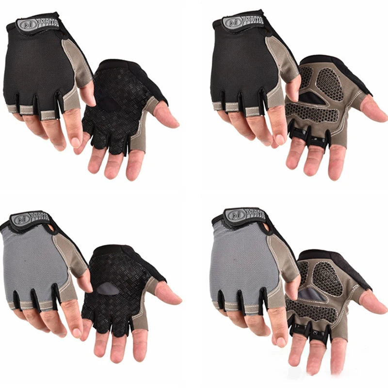 Breathable anti-slip half finger cycling and gym gloves for men and women, ideal for fitness and sports training