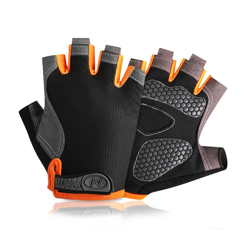 Breathable anti-slip half finger cycling and gym gloves for men and women, ideal for fitness and sports training