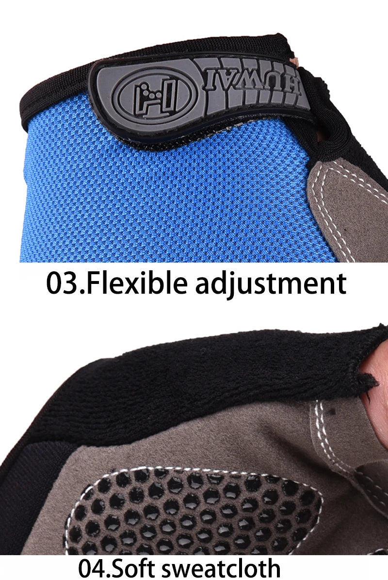 Breathable anti-slip half finger cycling and gym gloves for men and women, ideal for fitness and sports training