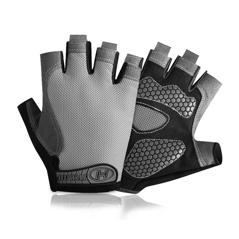 Breathable anti-slip half finger cycling and gym gloves for men and women, ideal for fitness and sports training