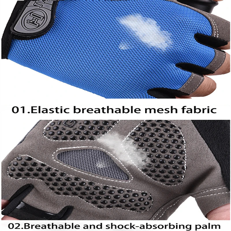 Breathable anti-slip half finger cycling and gym gloves for men and women, ideal for fitness and sports training