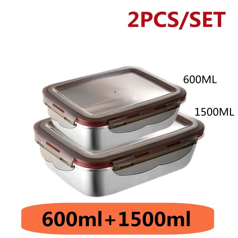 304 Stainless Steel Leakproof Bento Box – Sealed Travel Food Storage, Microwave Safe Lunchbox for Household & Pickle Storage